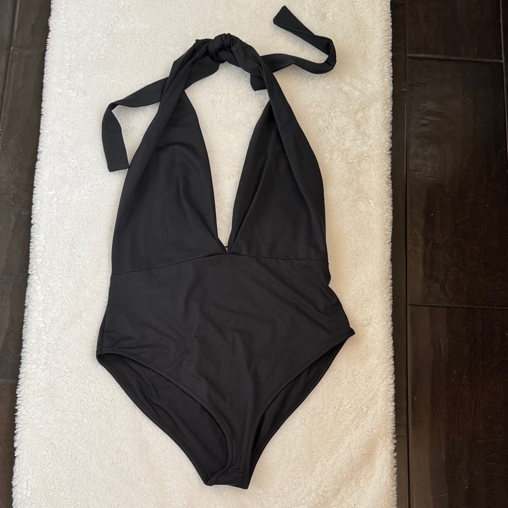 NWT Zara Trafaluc Black Halter Neck Bodysuit Size M